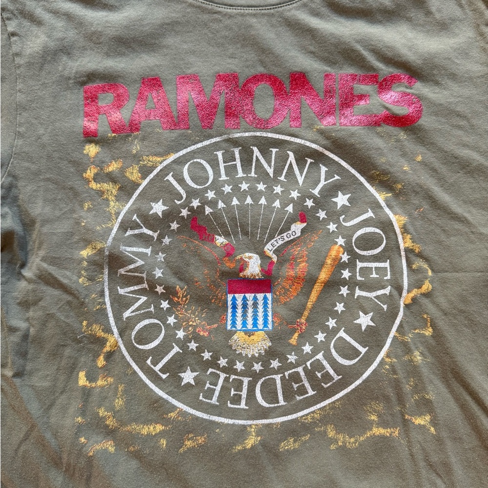 Daydreamer Olive Army Green Ramones Graphic Tee with Red Logo - Picture 3 of 6